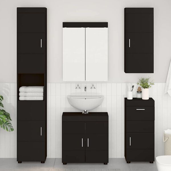 vidaXL Armoire murale de salle de bain TULUM Noir 37 x 24,5 x 86 cm