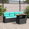 vidaXL Salon de jardin 5 pcs avec coussins noir résine tressée