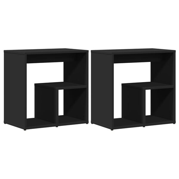 vidaXL Tables d'appoint 2 pcs noir 50x30x50 cm bois d&rsquo;ing&eacute;nierie