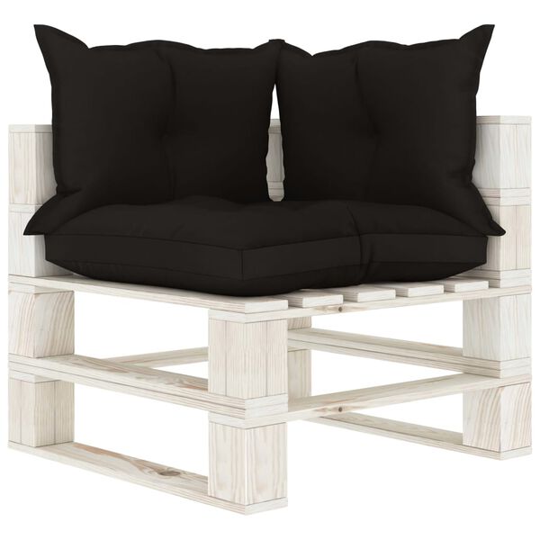 vidaXL Salon palette de jardin 5 pcs avec coussins noir bois