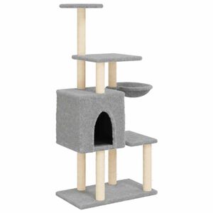 vidaXL Arbre &agrave; chat avec griffoirs en sisal Gris clair 131 cm