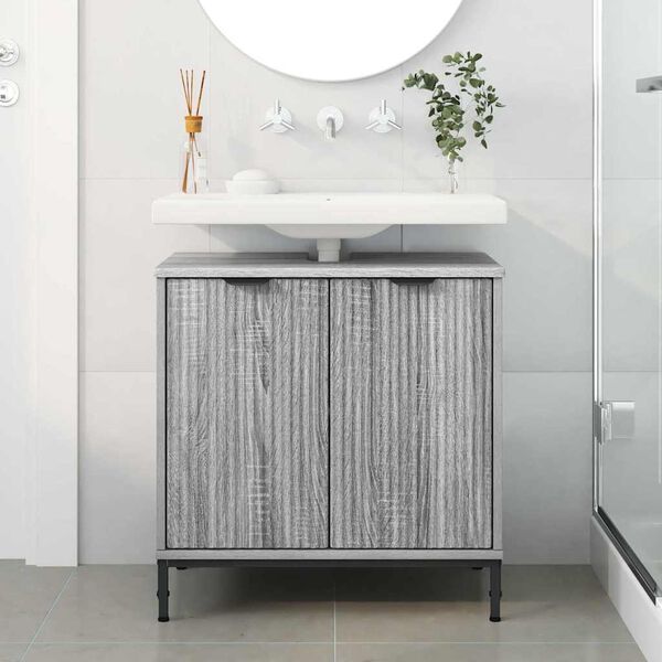 vidaXL Meuble de Lavabo de Salle de Bain avec stockage Gris Sonoma