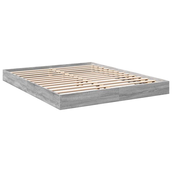 vidaXL Cadre de lit sans matelas sonoma gris 160x200cm bois ing&eacute;nierie