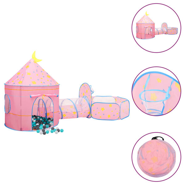 vidaXL Tente de jeu pour enfants avec 250 balles Rose 301x120x128 cm