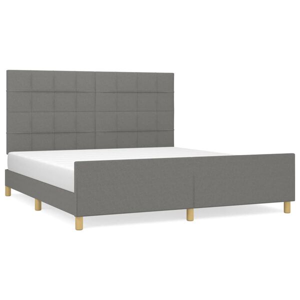 vidaXL Cadre de lit sans matelas gris fonc&eacute; 160x200 cm tissu