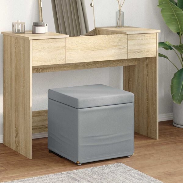 vidaXL Tabouret Gris clair 41 x 41 x 40 cm Tissu et bois stratifi&eacute;