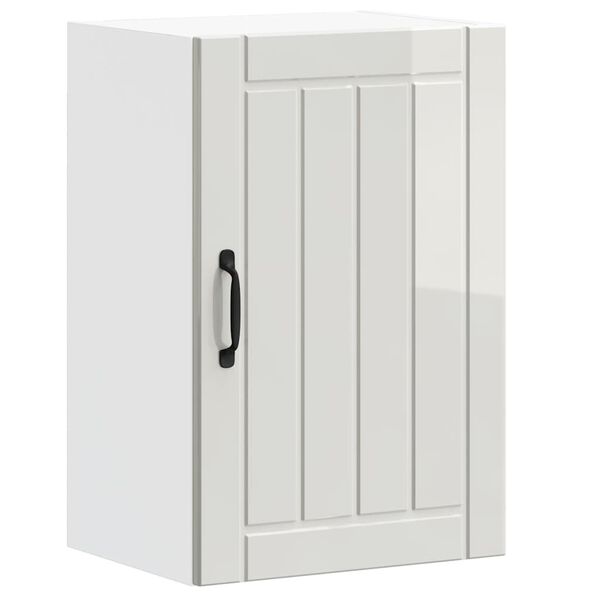 vidaXL Armoire murale de cuisine Lucca blanc brillant bois ing&eacute;nierie