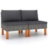 vidaXL Canap&eacute;s centraux 2 pcs R&eacute;sine tress&eacute;e et bois d'eucalyptus