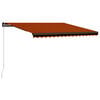 vidaXL Auvent manuel 4,5 x 3 m Rayures horizontales orange et marron