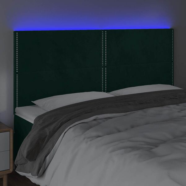vidaXL T&ecirc;te de lit &agrave; LED Vert fonc&eacute; 180x5x118/128 cm Velours