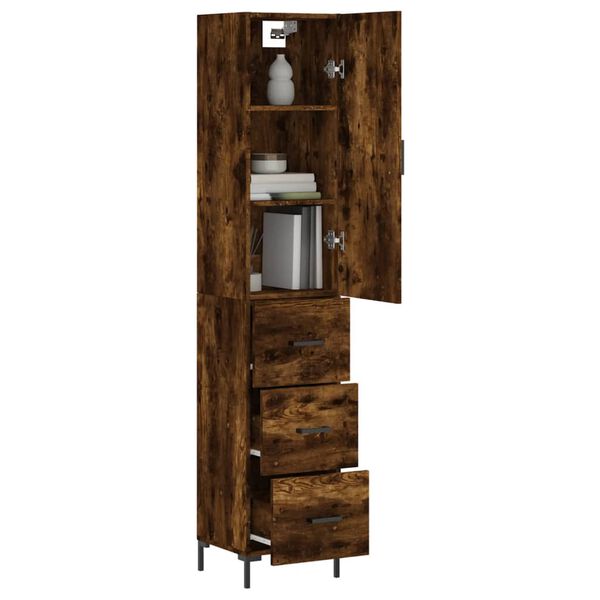 vidaXL Buffet haut Ch&ecirc;ne fum&eacute; 34,5x34x180 cm Bois d'ing&eacute;nierie