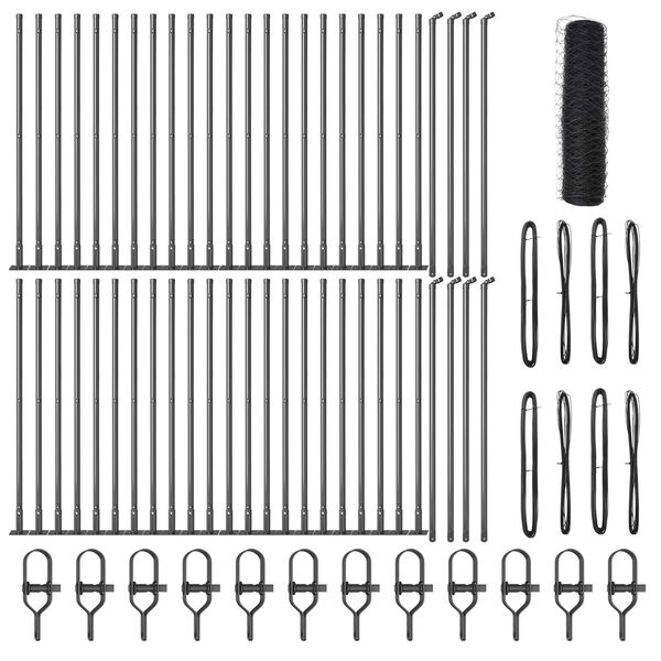 vidaXL Poteau de cl&ocirc;ture. Gris 100 x 0,4 m (maille 50 mm) Acier et PVC