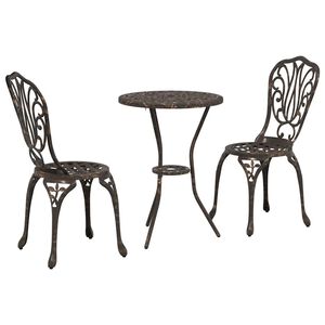 vidaXL Ensemble bistro de jardin 3 pc Bronze Aluminium