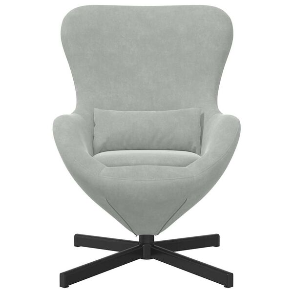 vidaXL Fauteuil &oelig;uf Gris clair 63 x 73 x 90 cm Velours