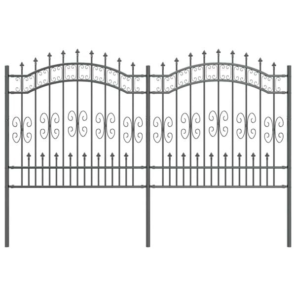 vidaXL Cl&ocirc;ture de jardin Gris 240 x 166 cm Acier peint par poudre