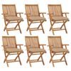vidaXL Chaises pliables de jardin avec coussins lot de 6 Bois de teck