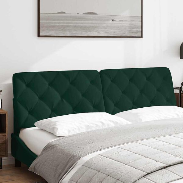 vidaXL Coussin de t&ecirc;te de lit vert fonc&eacute; 180 cm velours