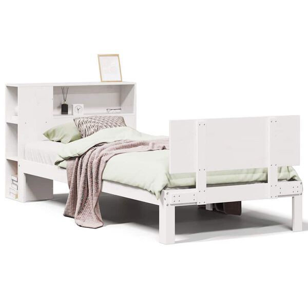 vidaXL Lit biblioth&egrave;que sans matelas blanc 75x190cm bois de pin massif