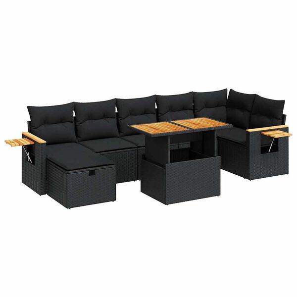 vidaXL Salon de jardin 5 pcs avec coussins noir r&eacute;sine tress&eacute;e