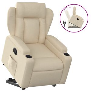 vidaXL Fauteuil inclinable Cr&egrave;me Tissu