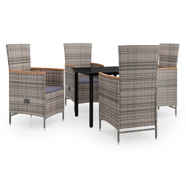 vidaXL Ensemble &agrave; manger de jardin avec coussins 5 pcs Gris