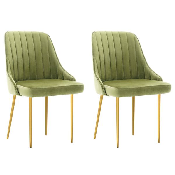 vidaXL Chaises &agrave; manger lot de 2 vert clair velours