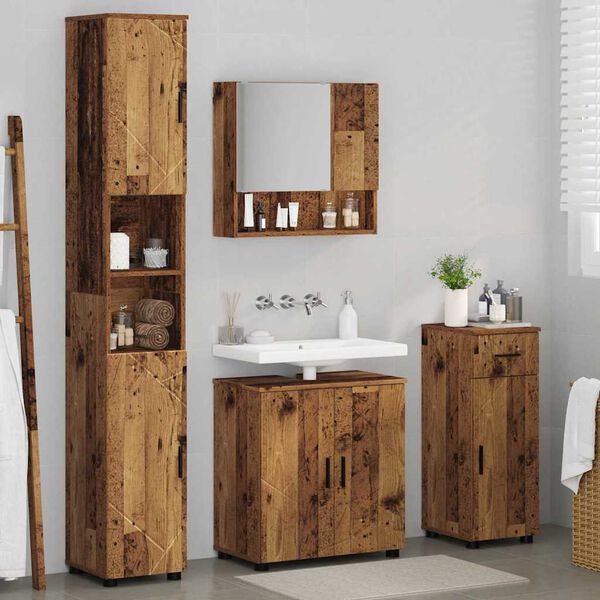vidaXL Ensemble de mobilier de salle de bain 4 pcs Bois Ancien