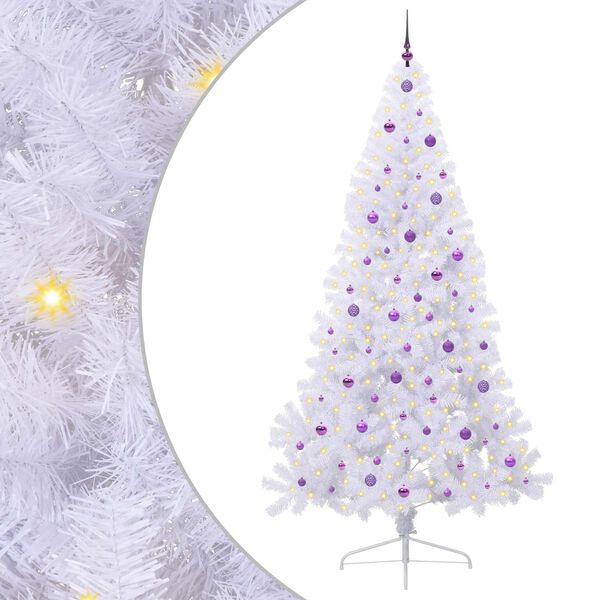 vidaXL Sapin de Noël artificiel avec 300 LED Blanc 240 cm PVC et Acier