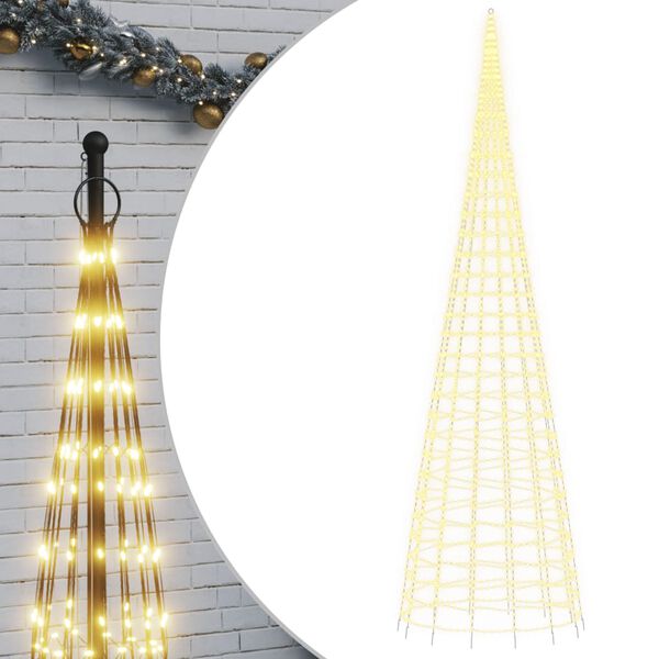 vidaXL Sapin de No&euml;l &agrave; LED sur m&acirc;t de drapeau 3000 LED blanc 800 cm