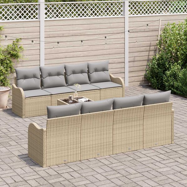 vidaXL Ensemble de canap&eacute; de jardin Beige 55 x 55 x 37 cm polyrotin