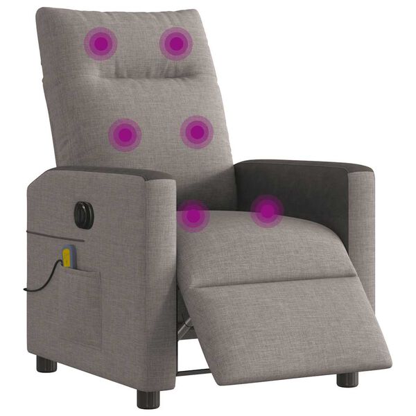 vidaXL Fauteuil de massage inclinable &eacute;lectrique Taupe Tissu