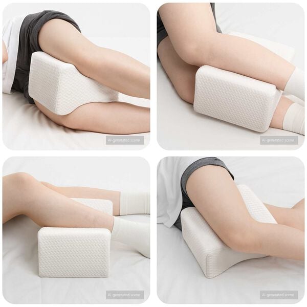 vidaXL Knee Pillow Blanc Mousse &agrave; m&eacute;moire et polyester