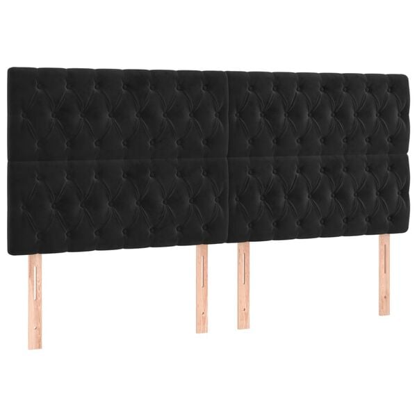 vidaXL T&ecirc;te de lit &agrave; LED Noir 180x7x118/128 cm Velours