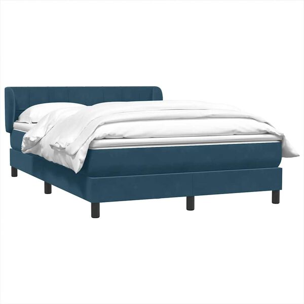 vidaXL Sommier &agrave; lattes de lit et matelas bleu fonc&eacute; 160x210cm velours