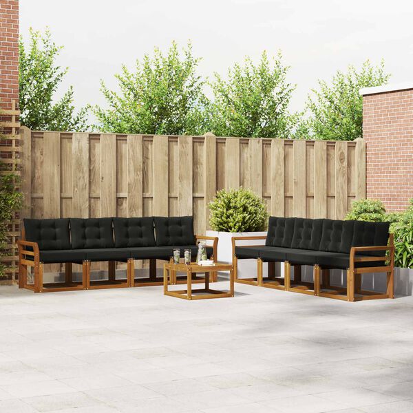 vidaXL Ensemble de canap&eacute;s d'ext&eacute;rieur 9 pcs Naturel et Noir