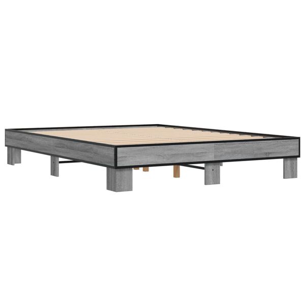 vidaXL Cadre de lit sans matelas sonoma gris 150x200 cm
