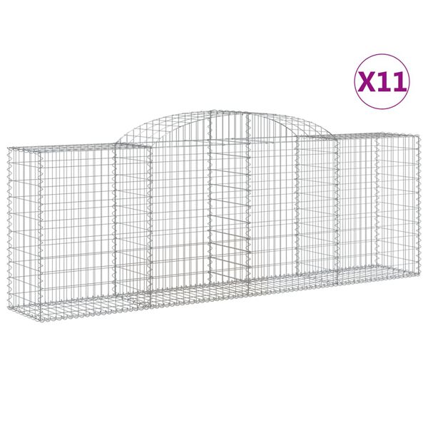 vidaXL Paniers &agrave; gabions arqu&eacute;s 11 pcs 300x50x100/120 cm fer galvanis&eacute;
