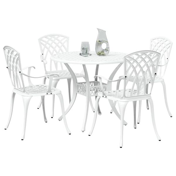 vidaXL Ensemble de salle &agrave; manger pour jardin 5 pcs Blanc Aluminium