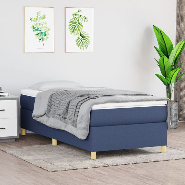 vidaXL Sommier &agrave; lattes de lit avec matelas Bleu 90x190 cm Tissu