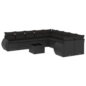 vidaXL Salon de jardin 11 pcs avec coussins noir r&eacute;sine tress&eacute;e