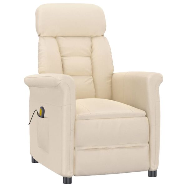 vidaXL Fauteuil de massage Beige Tissu microfibre