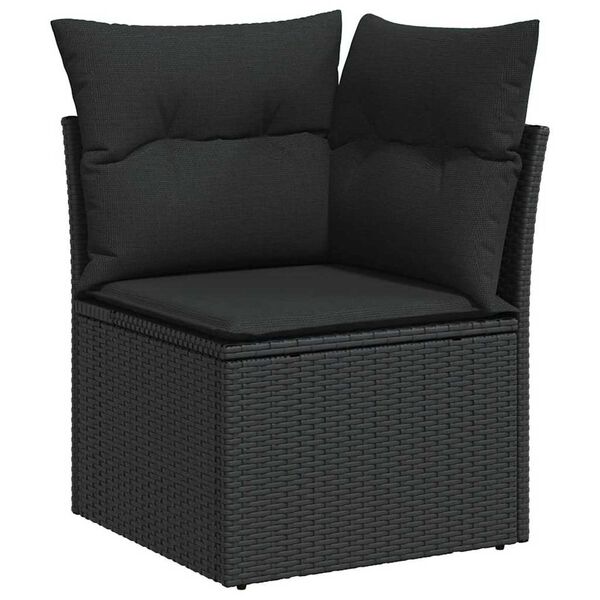 vidaXL Ensemble de canap&eacute; de jardin avec coussin 9 pcs Noir