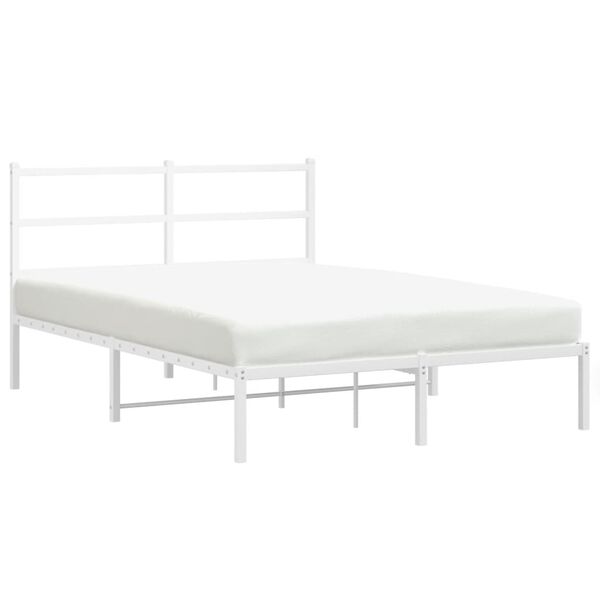vidaXL Cadre de lit métal sans matelas et tête de lit blanc 140x190 cm