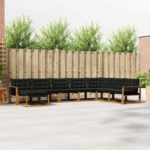 vidaXL Ensemble de canap&eacute;s d'ext&eacute;rieur 8 pcs Naturel et Noir