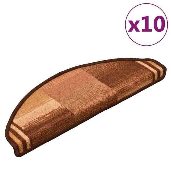 vidaXL Tapis d'escalier autoadhésifs 10 pcs 65x21x4 cm Marron