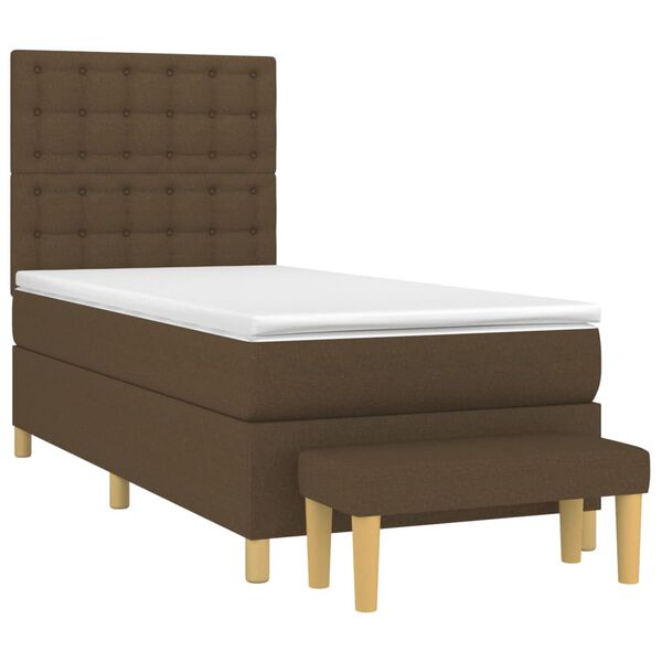 vidaXL Sommier &agrave; lattes de lit avec matelas Marron fonc&eacute; 90x200 cm