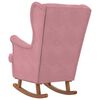 vidaXL Fauteuil &agrave; bascule &agrave; oreilles en velours rose bois massif