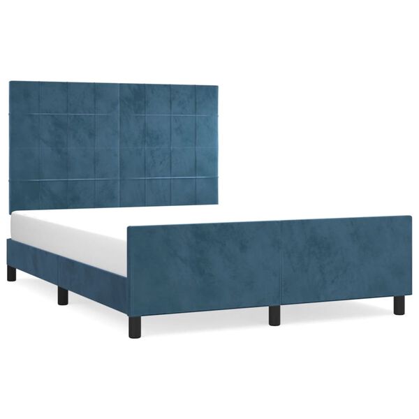 vidaXL Cadre de lit sans matelas bleu fonc&eacute; 140x200 cm velours