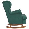 vidaXL Fauteuil &agrave; bascule &agrave; oreilles en velours vert fonc&eacute; bois massif