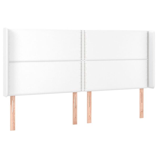 vidaXL T&ecirc;te de lit avec oreilles Blanc 163x16x118/128 cm Similicuir